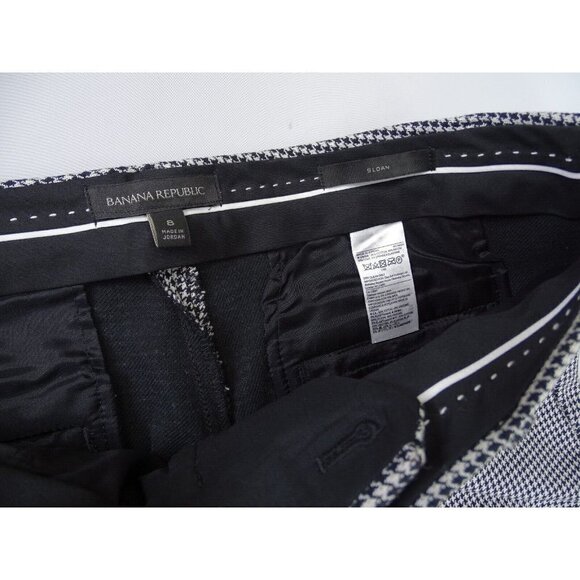 Banana Republic Womens Chino Pants 8 Black White Herringbone‎ Sloan - Picture 3 of 5